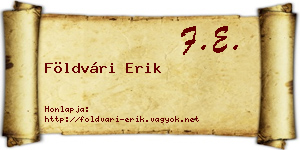 Földvári Erik névjegykártya