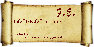 Földvári Erik névjegykártya